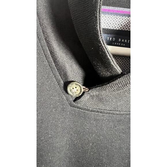 Ted Baker The London Sweater Mens Large Black Pullover Mock Neck Jersey Knit EUC - Picture 4 of 8